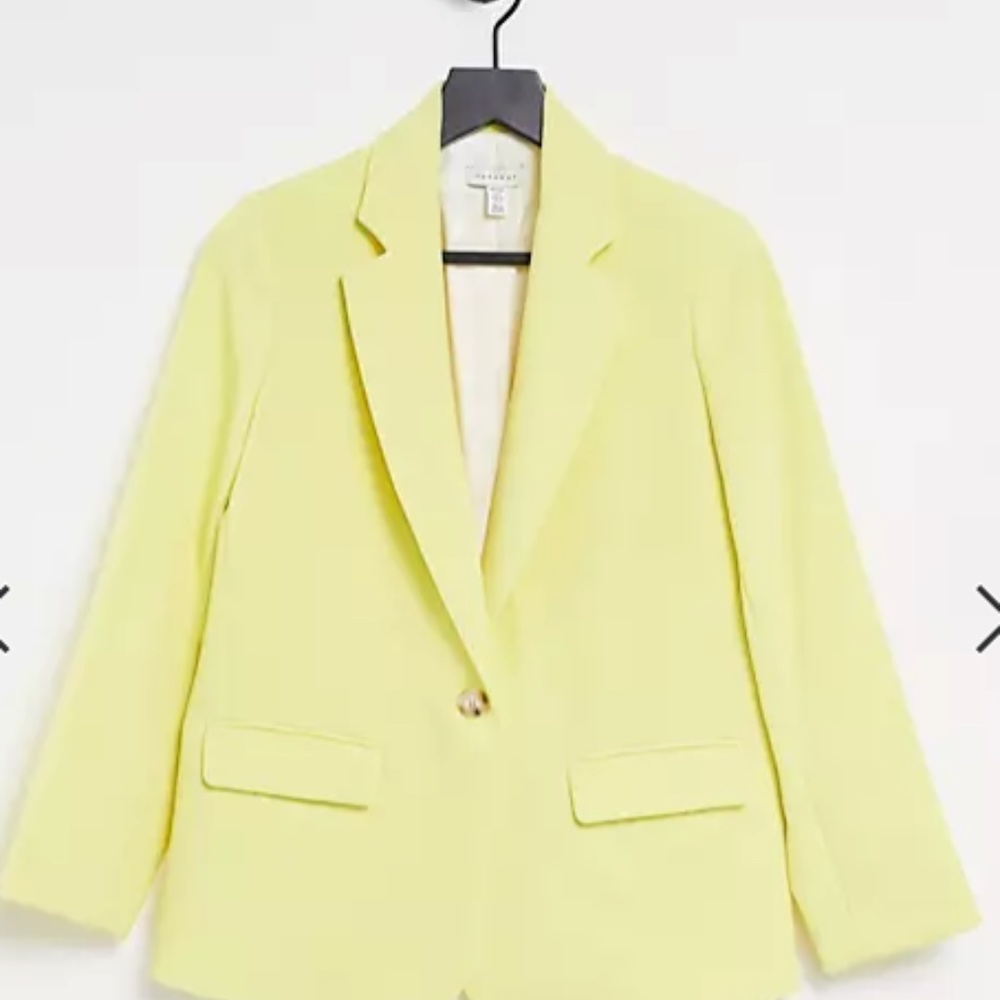 Topshop Petite clean crepe blazer in lemon